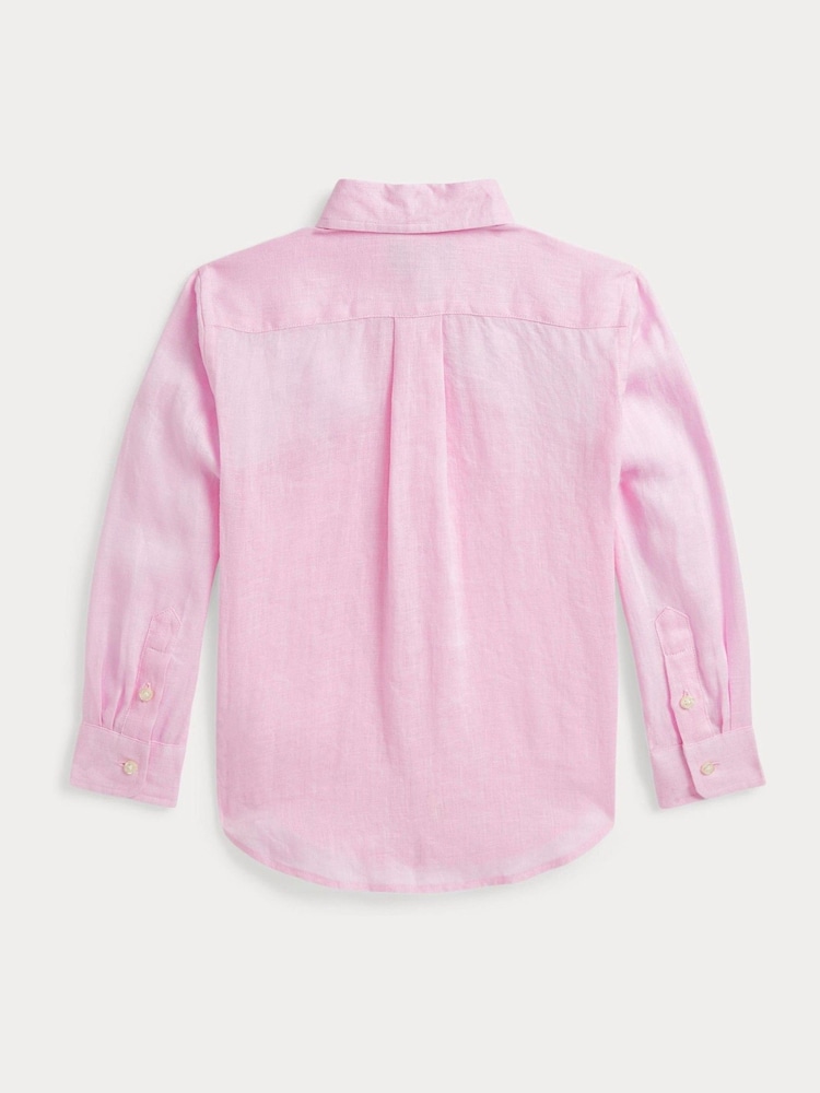 Polo Ralph Lauren Pale Pink Linen Logo Shirt - Image 6 of 6 Polo Ralph Lauren Pale Pink Linen Logo Shirt - Image 6 of 6