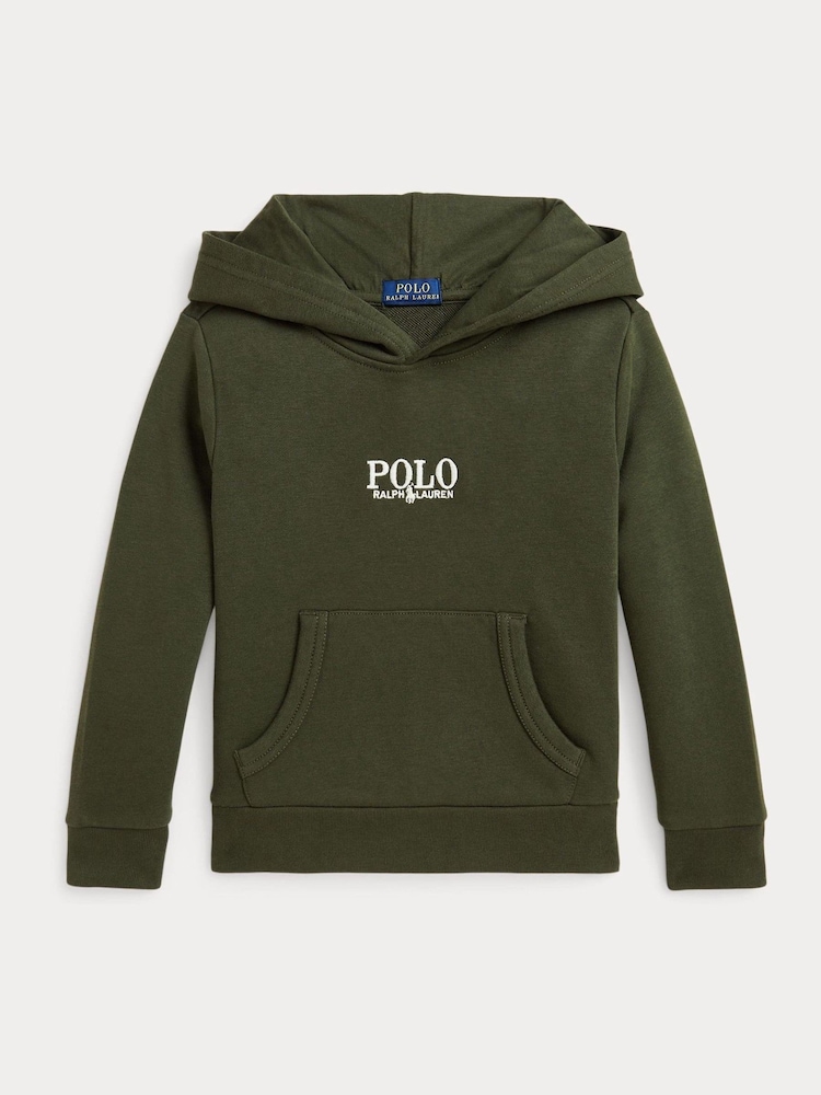 Polo Ralph Lauren Green/White Logo French Terry Jersey Hoodie - Image 1 of 2 Polo Ralph Lauren Green/White Logo French Terry Jersey Hoodie - Image 1 of 2