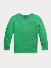 Polo Ralph Lauren Green Boy Cable-Knit Jumper - Image 1 of 2