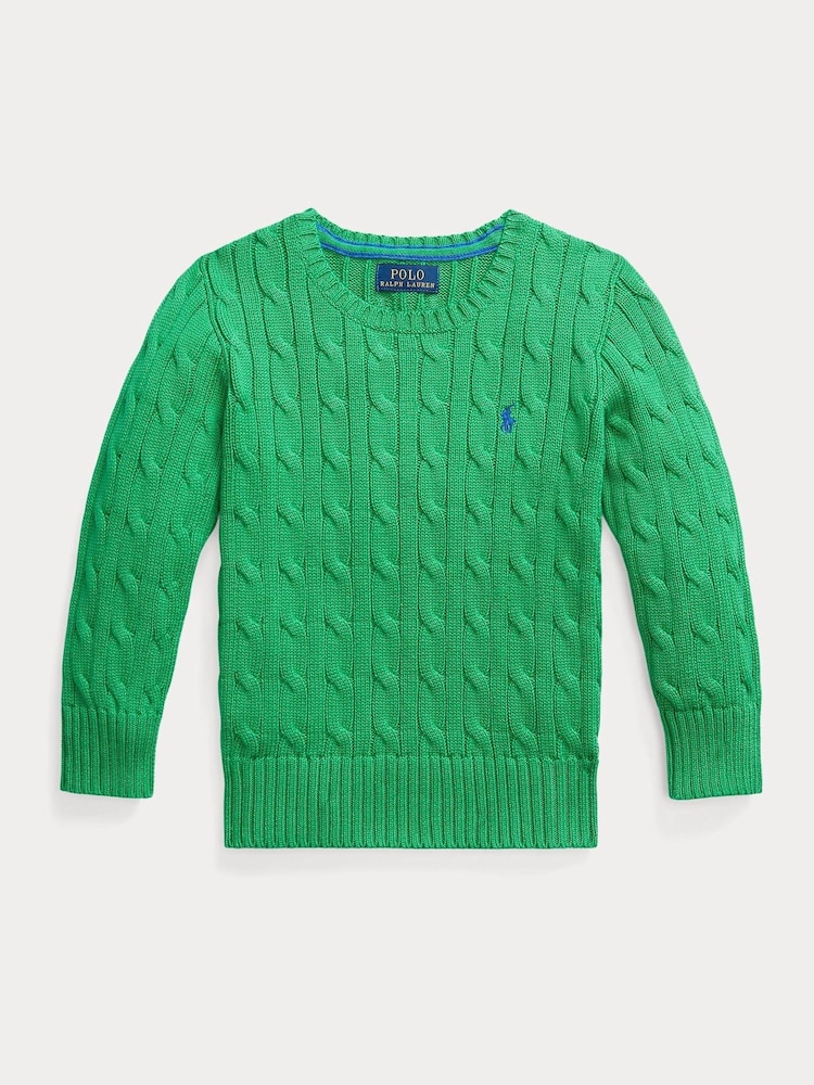 Polo Ralph Lauren Green Boy Cable-Knit Jumper - Image 1 of 2