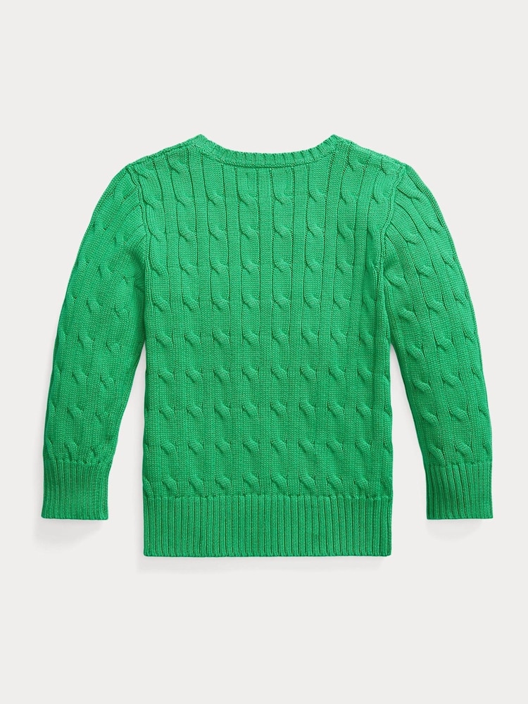 Polo Ralph Lauren Green Boy Cable-Knit Jumper - Image 2 of 2
