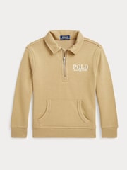 Polo Ralph Lauren Beige Boys Logo French Terry Collared Sweatshirt - Image 1 of 2