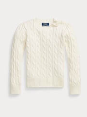 Polo Ralph Lauren Cream Girls Cable-Knit Jumper - Image 1 of 2