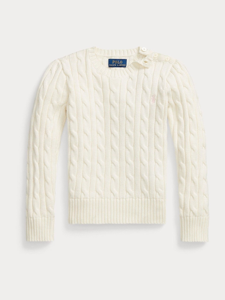 Polo Ralph Lauren Cream Girls Cable-Knit Jumper - Image 1 of 2