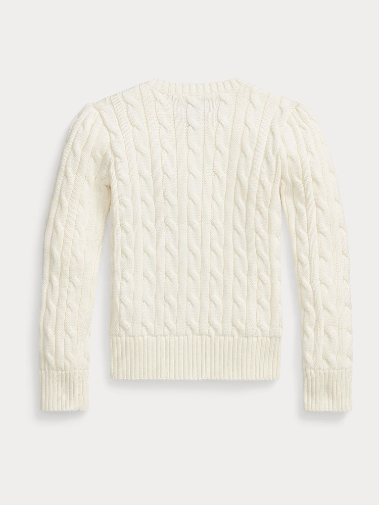 Polo Ralph Lauren Cream Girls Cable-Knit Jumper - Image 2 of 2