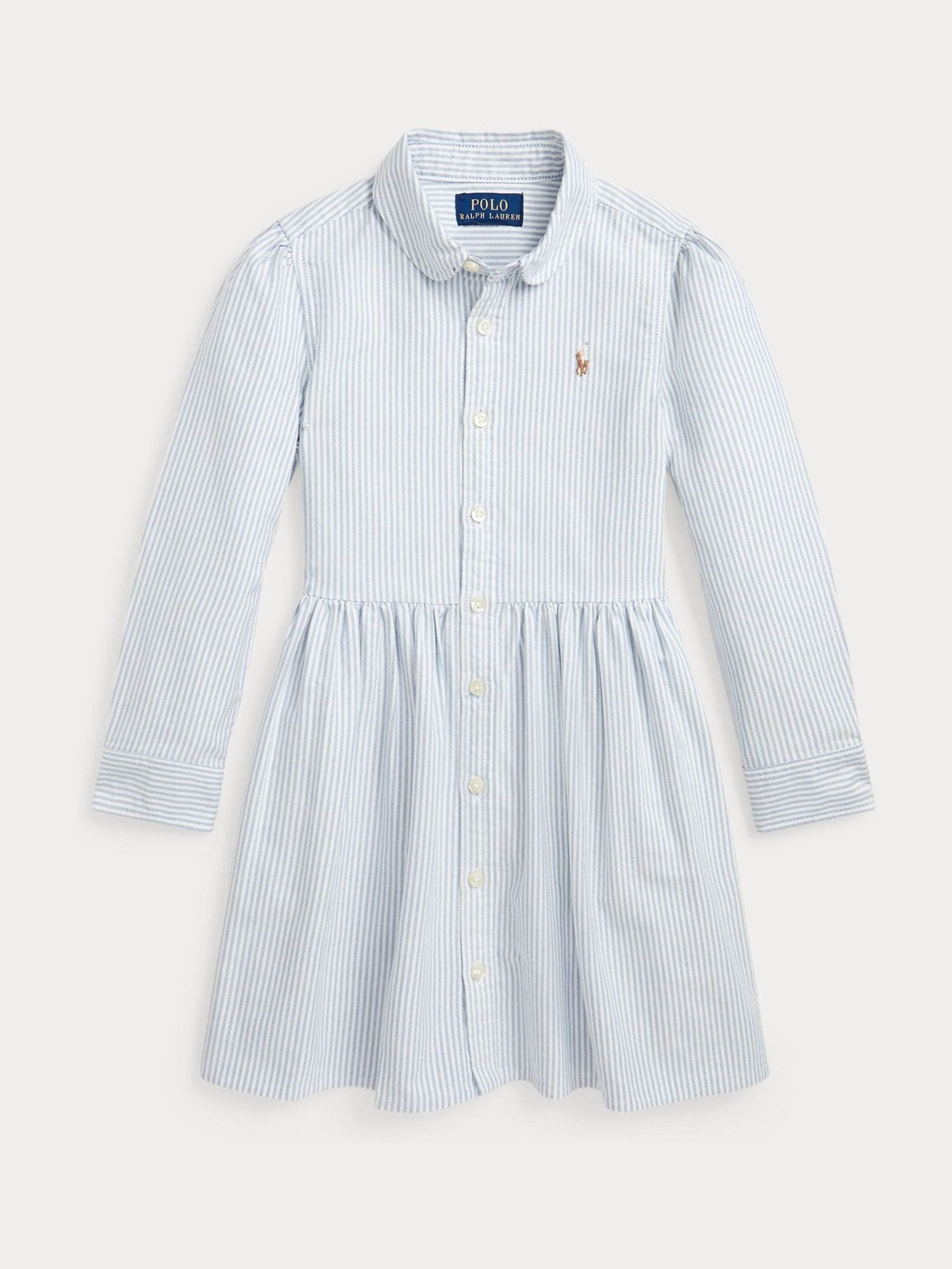 Sat n al Polo Ralph Lauren Girls Striped 100 Cotton Oxford Blue White Shirt Dress Next Turkey sitesinden