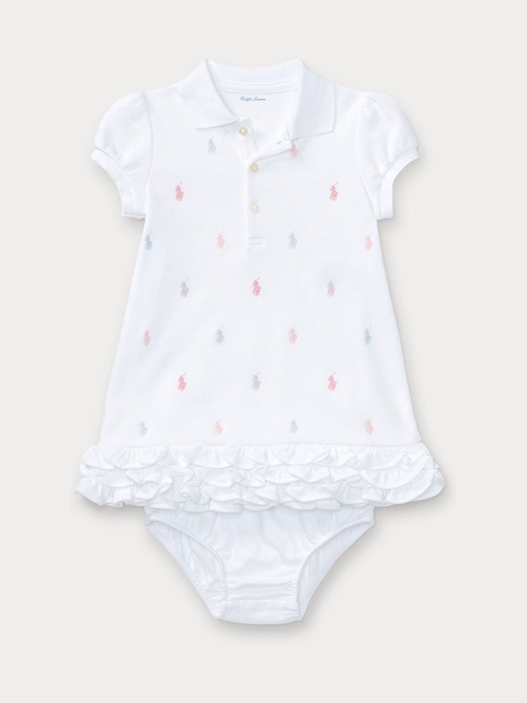 Polo Ralph Lauren Khaki Beige Baby Girls Ruffled Polo Dress - Image 1 of 3 Polo Ralph Lauren Khaki Beige Baby Girls Ruffled Polo Dress - Image 1 of 3
