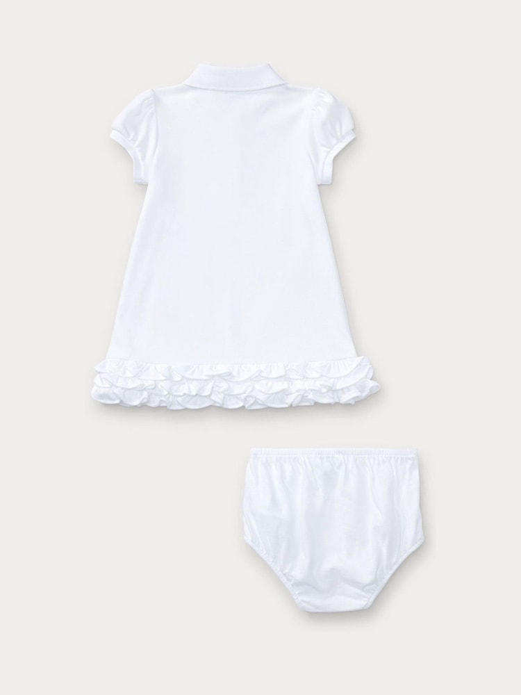 Polo Ralph Lauren Khaki Beige Baby Girls Ruffled Polo Dress - Image 2 of 3 Polo Ralph Lauren Khaki Beige Baby Girls Ruffled Polo Dress - Image 2 of 3