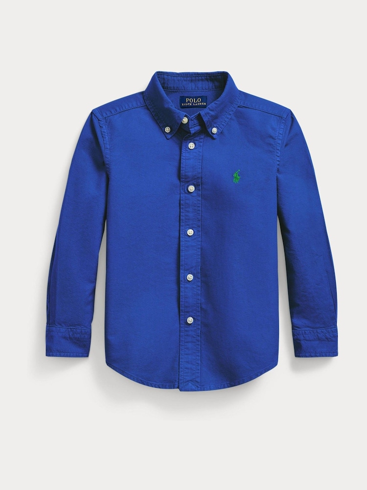 Polo Ralph Lauren Blue Boys Garment Dyed Oxford Shirt - Image 1 of 2