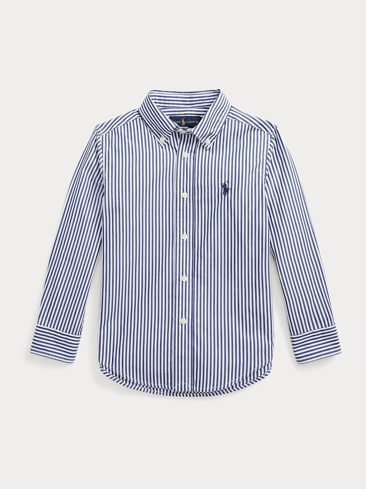 Polo Ralph Lauren Blue/White Striped Poplin Shirt - Image 1 of 2