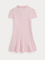 Polo Ralph Lauren Pink Girls Cable-Knit Cotton Polo Jumper Dress - Image 2 of 2