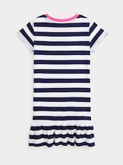 Polo Ralph Lauren Blue/White Striped Polo Bear Print Jersey Dress - Image 2 of 2