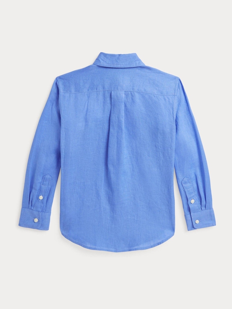 Polo Ralph Lauren Pale Blue Linen Logo Shirt - Image 6 of 6 Polo Ralph Lauren Pale Blue Linen Logo Shirt - Image 6 of 6