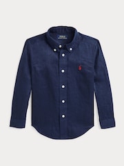 Polo Ralph Lauren Dark Blue Boys Linen Shirt - Image 1 of 2