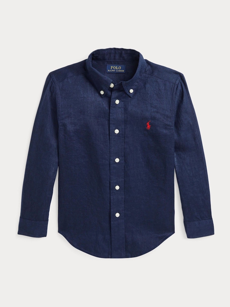 Polo Ralph Lauren Dark Blue Boys Linen Shirt - Image 1 of 2