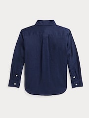 Polo Ralph Lauren Navy Blue Linen Logo Shirt - Image 6 of 6