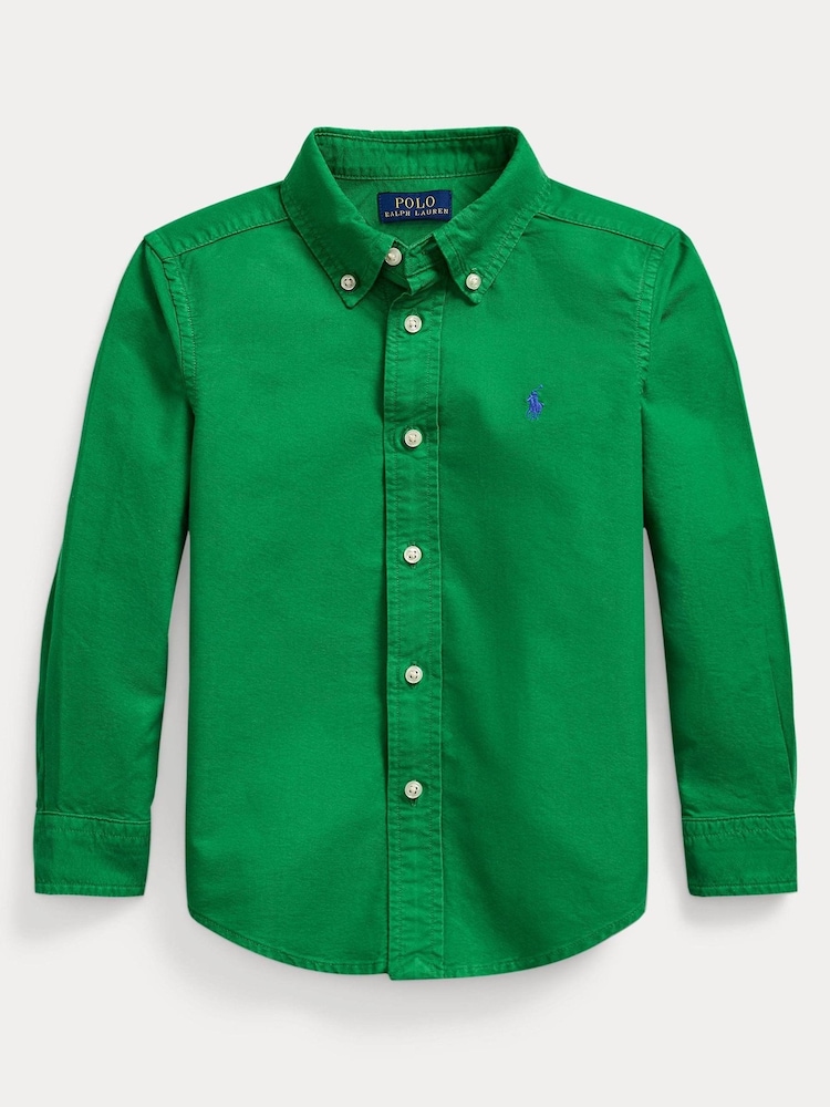 Polo Ralph Lauren Green Boys Garment Dyed Oxford Shirt - Image 1 of 2