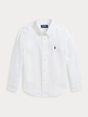Polo Ralph Lauren White Boys Linen Shirt - Image 1 of 2