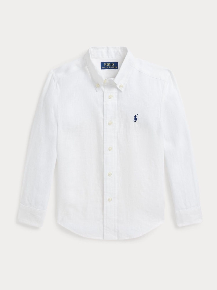 Polo Ralph Lauren White Boys Linen Shirt - Image 1 of 2