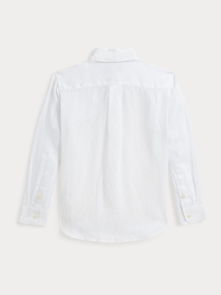 Polo Ralph Lauren White Linen Logo Shirt - Image 7 of 7 Polo Ralph Lauren White Linen Logo Shirt - Image 7 of 7