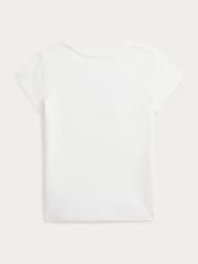 Polo Ralph Lauren White Girls Polo Bear Jersey T-Shirt - Image 2 of 2