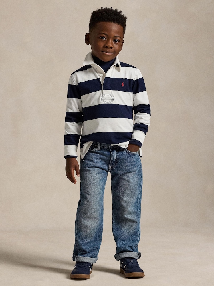 Polo Ralph Lauren White/Blue Boys The Iconic Rugby Shirt - Image 1 of 5