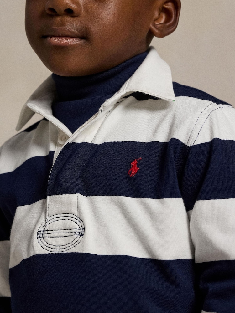 Buy Polo Ralph Lauren White/Blue The Iconic Rugby Shirt from Next USA