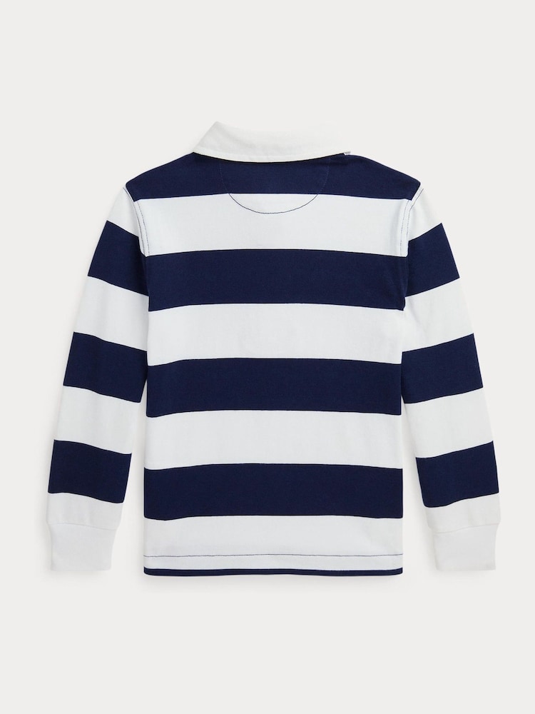 Polo Ralph Lauren White/Blue Boys The Iconic Rugby Shirt - Image 5 of 5