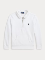 Polo Ralph Lauren White Boys Quarter Zip Jersey Jumper - Image 1 of 2