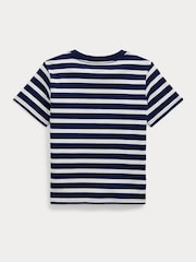 Polo Ralph Lauren Blue/White Boys Logo Striped Jersey T-Shirt - Image 2 of 2