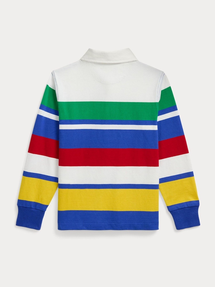 Polo Ralph Lauren Multi/White Boys The Iconic Rugby Shirt - Image 2 of 2 Polo Ralph Lauren Multi/White Boys The Iconic Rugby Shirt - Image 2 of 2