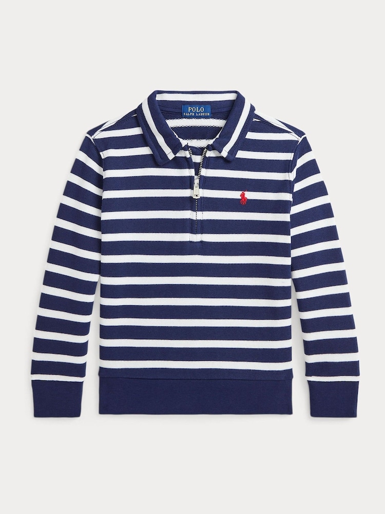 Polo Ralph Lauren Blue/White Boys Striped French Terry Sweatshirt - Image 1 of 2