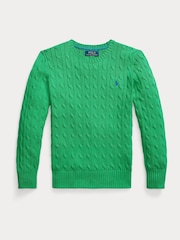 Polo Ralph Lauren Green Boys Cable-Knit Jumper - Image 1 of 2