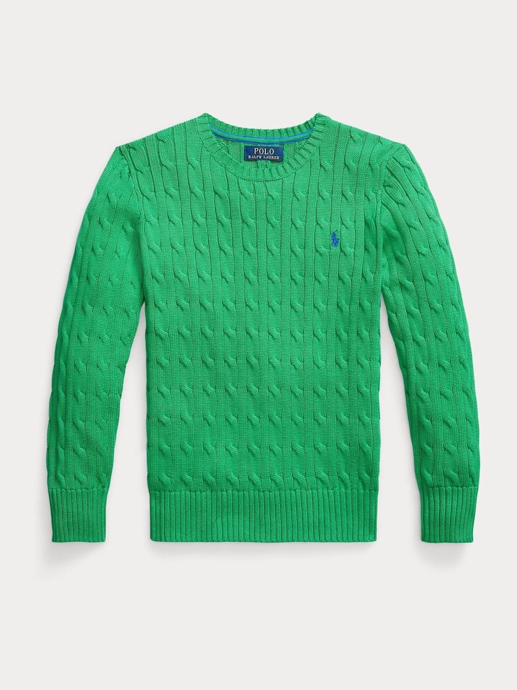 Polo Ralph Lauren Green Boys Cable-Knit Jumper - Image 1 of 2