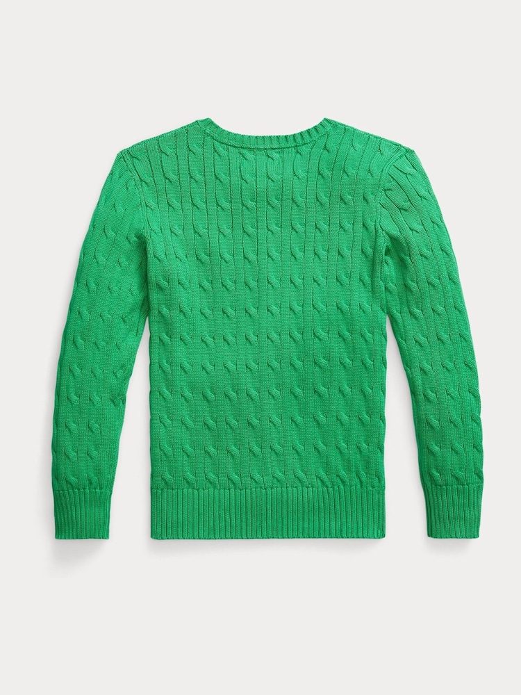 Polo Ralph Lauren Green Boys Cable-Knit Jumper - Image 2 of 2