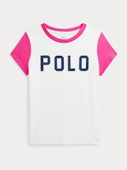 Polo Ralph Lauren Pink Girls Colour Blocked Logo Jersey T-Shirt - Image 1 of 2