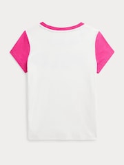 Polo Ralph Lauren Pink Girls Colour Blocked Logo Jersey T-Shirt - Image 2 of 2