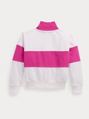 Polo Ralph Lauren Pink Girls Logo French Terry Quarter-Zip Pullover Sweatshirt - Image 2 of 2