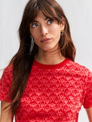 Pink/Red Essential Pure Cotton Short Sleeve Crew Neck T-Shirt - Image 1 of 7