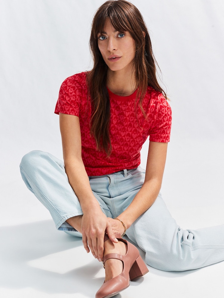 Pink/Red Essential Pure Cotton Short Sleeve Crew Neck T-Shirt - Image 2 of 7