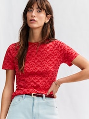 Pink/Red Essential Pure Cotton Short Sleeve Crew Neck T-Shirt - Image 4 of 7