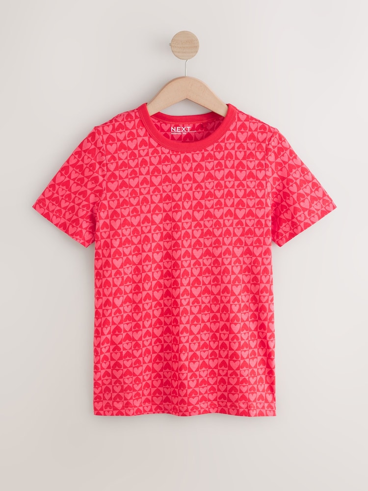 Pink/Red Essential Pure Cotton Short Sleeve Crew Neck T-Shirt - Image 5 of 7