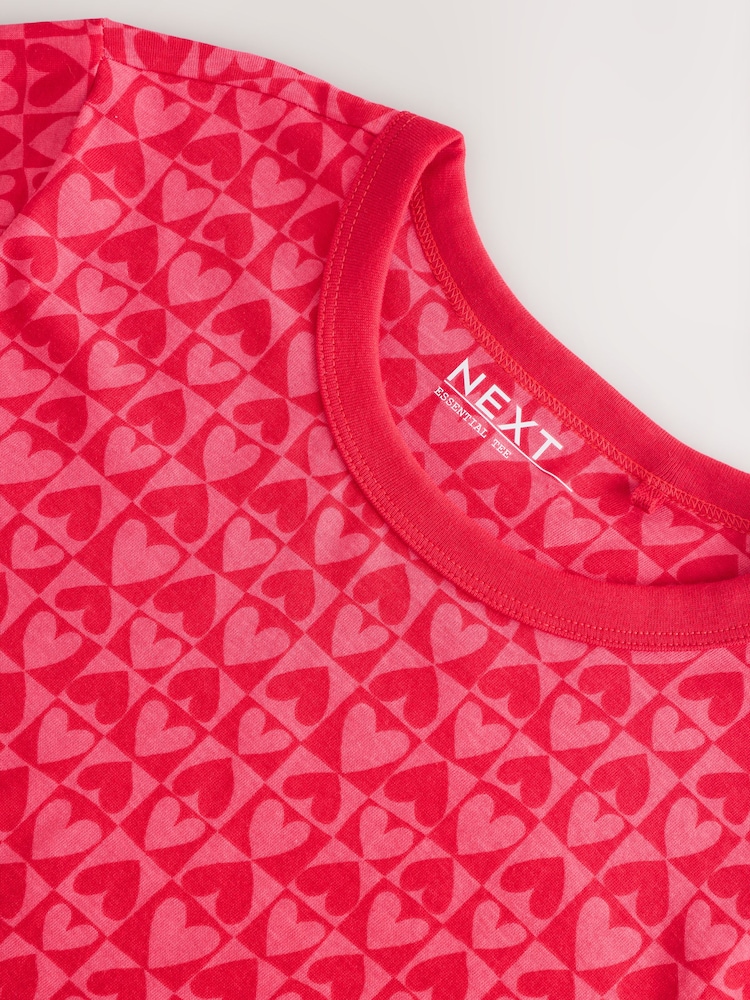 Pink/Red Essential Pure Cotton Short Sleeve Crew Neck T-Shirt - Image 7 of 7