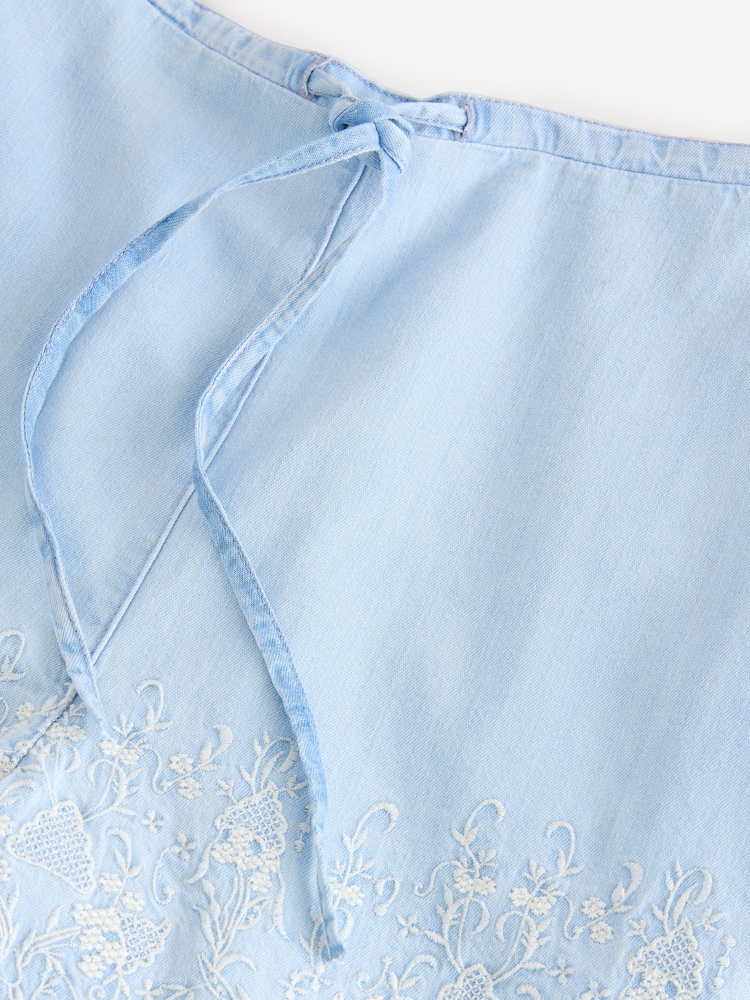 Bleach Embroidered 100% Cotton Pull On Lightweight Denim Shorts - Image 7 of 7