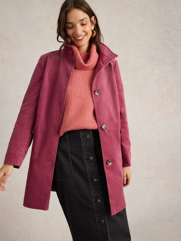 White Stuff Pink Velvet Karla Coat - Image 1 of 6