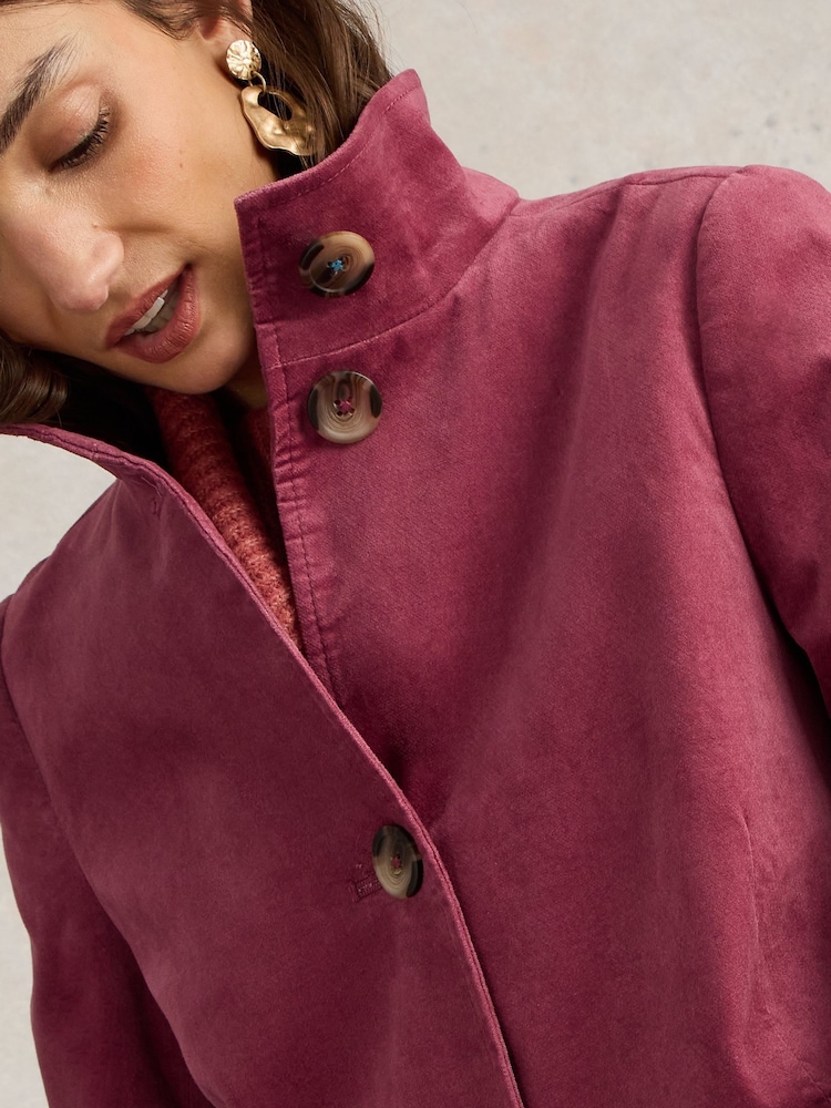 White Stuff Pink Velvet Karla Coat - Image 4 of 6