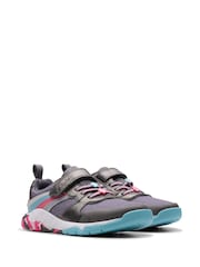 Clarks Grey Standard Fit (F) Combi Tidal Star Trainers - Image 5 of 8