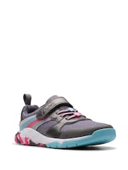 Clarks Grey Standard Fit (F) Combi Tidal Star Trainers - Image 6 of 8