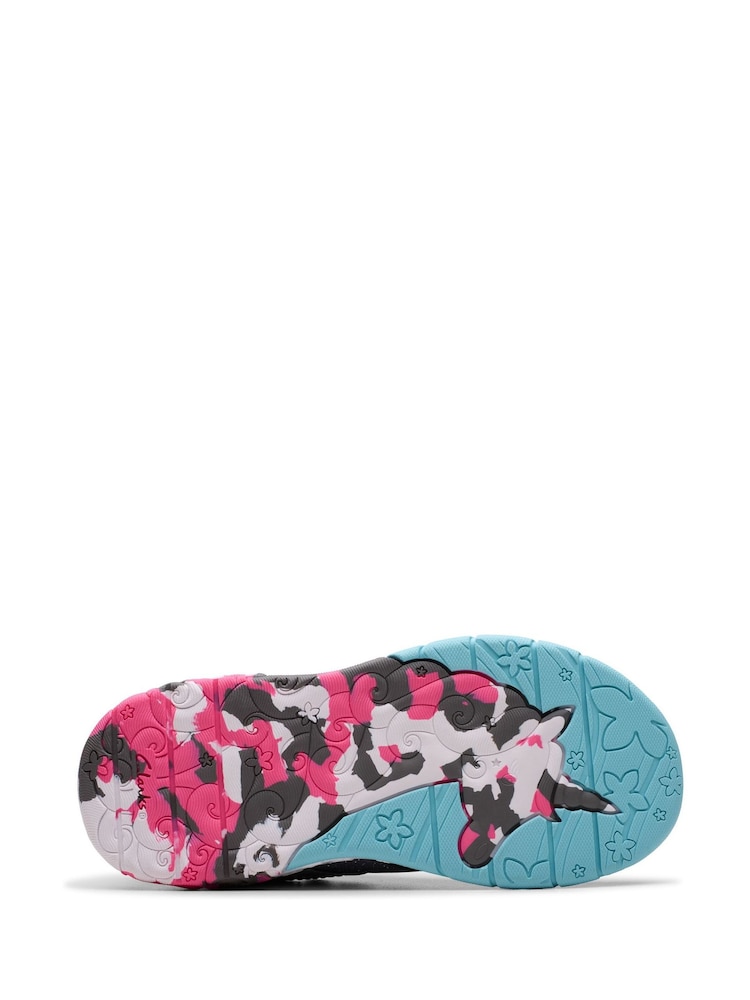 Clarks Grey Standard Fit (F) Combi Tidal Star Trainers - Image 7 of 8