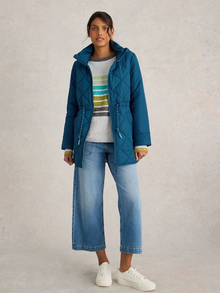 White Stuff Green Emilia Quilted Coat - Image 1 of 6